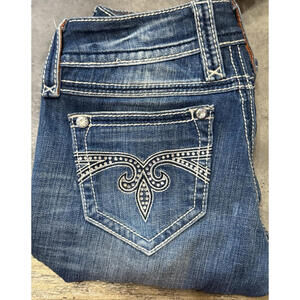 Rock Revival Blake Easy Bootcut Jeans Womens 27x32 Blue Bling Embellished